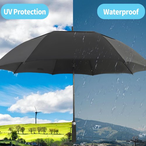 ZDSSM Automatic Open Extra Large Golf Umbrella Windproof Heavy Duty Large Umbrellas for Rain, Oversize Double Canopy Vented Stick Umbrellas for Golf and Outdoor Sports(Black 62 Inch)