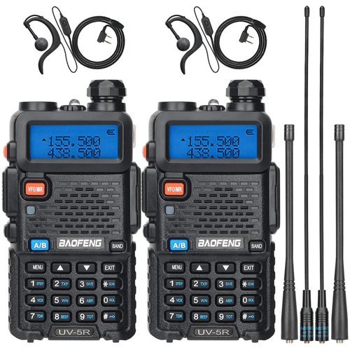Ham Radio Baofeng UV-5R Radio Long Range UV5R Handheld Dual Band VHF UHF Rechargeable Two Way Radio Walkie Talkies for Adults with Earpiece Full Kit for Camping Hunting Survival Gear,2Pack