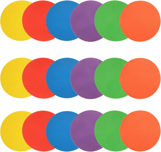 18 PCS 9 Inch Poly Spot Markers with Bag, 6 Color Poly Vinyl Floor Spot Marker, Round Non Slip Rubber Floor Agility Dots for Gym Soccer Basketball Sports Games