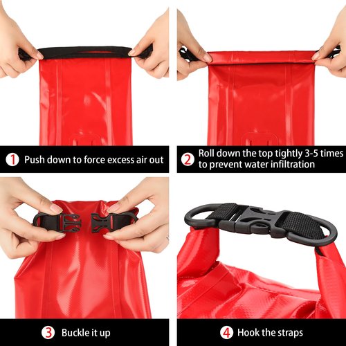 WELL-STRONG Waterproof First Aid Kit Roll Top Boat Emergency Kit with Waterproof Contents for Fishing Kayaking Boating Swimming Camping Rafting Beach Red