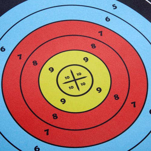 Okuna Outpost 50-Pack Bullseye Large Paper Shooting Range Targets for Pistol Shooting - 17x17 in Bulk Pack for Hunting Accessories, Handguns, Gun Range, Firearms with Colorful Design (10 Rings)