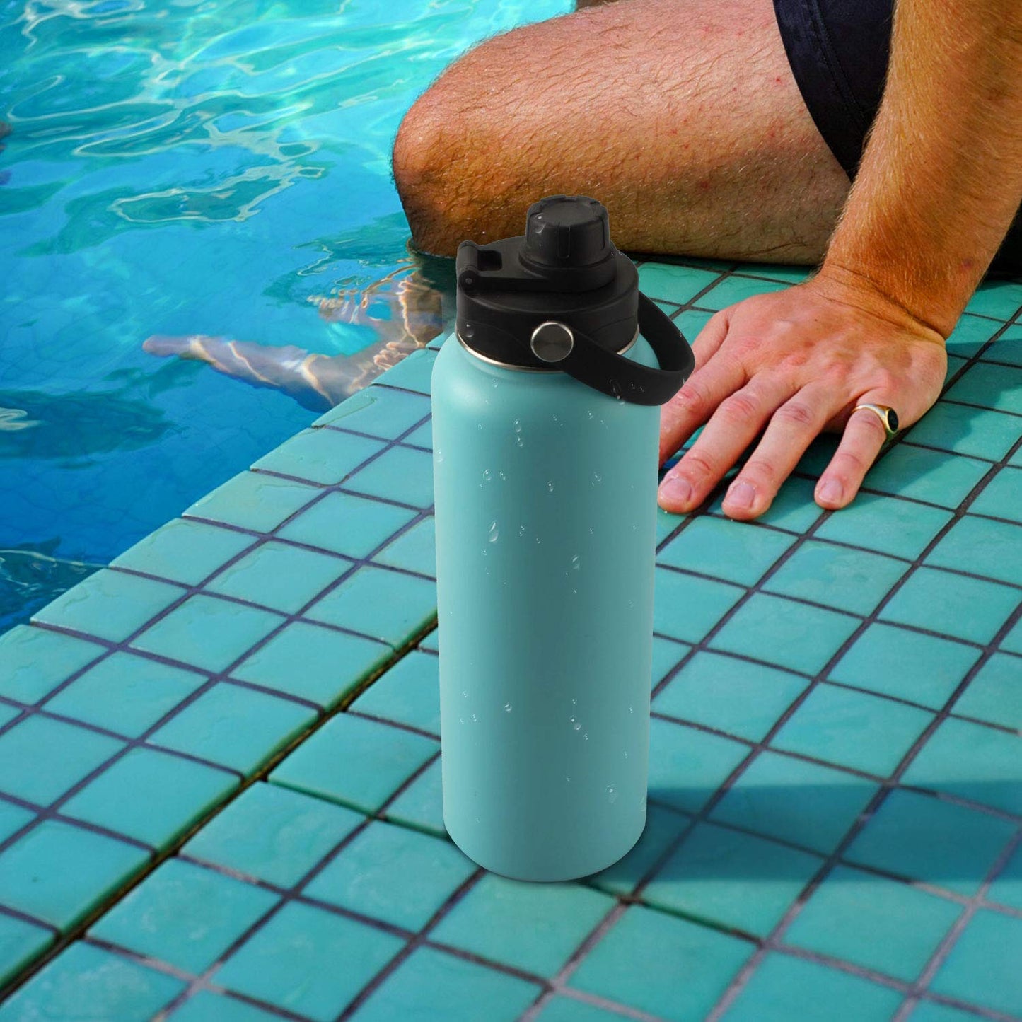 WishDirect Wide Mouth Lid with Flexible Handle Compatible with Hydro Flask 12/16/18/20/32/40/64 Oz, Fits Simple Modern, Takeya, Iron Flask, BUZIO and Most Wide Mouth Water Bottles (Black, 1 Pack)