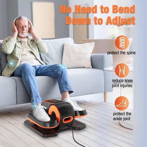Under Desk Elliptical Machine, Ellipse Leg Exerciser as Seen on TV with Remote, 15 Adjustable Speed, Portable Elliptical Machine While Sitting for Seniors, Quiet for Home Office