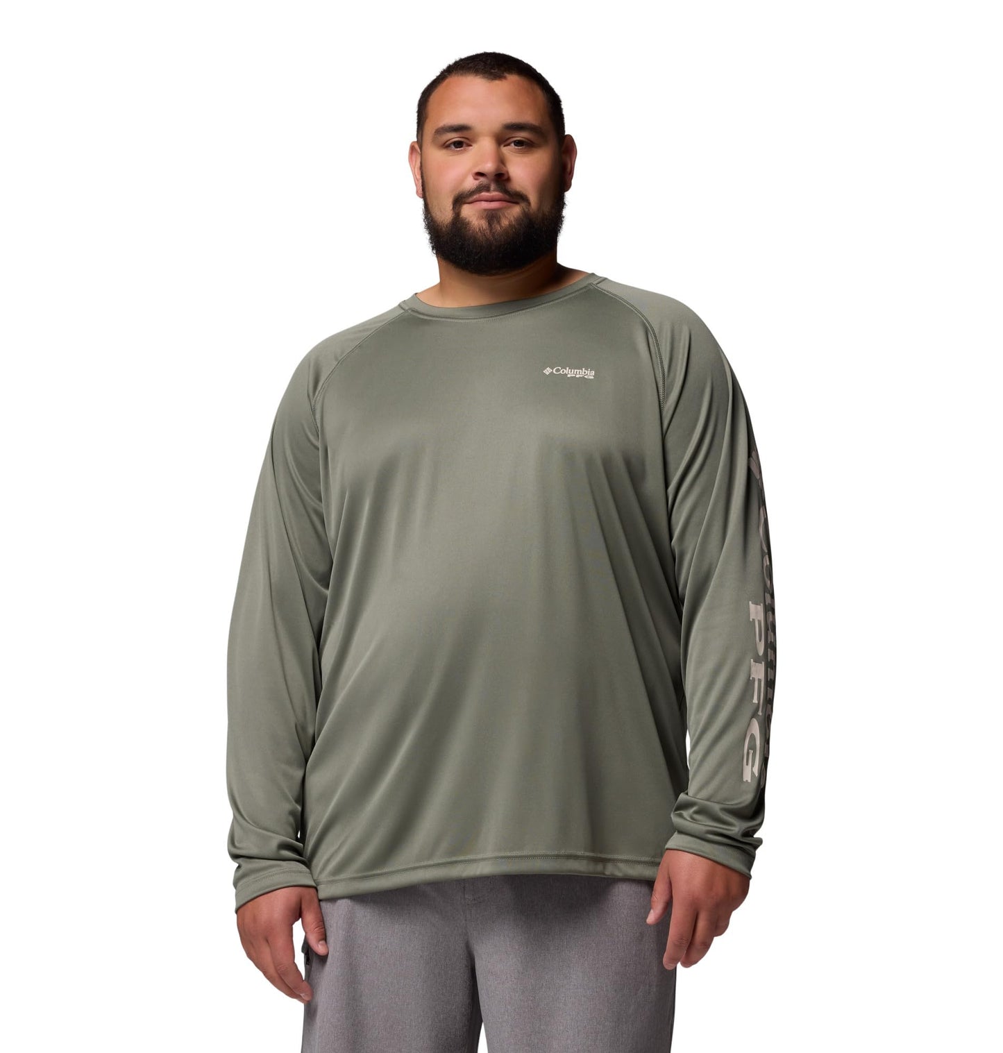 Columbia Men's PFG Terminal Tackle Long Sleeve Fishing Shirt, Cypress/Dark Stone Logo, 6X