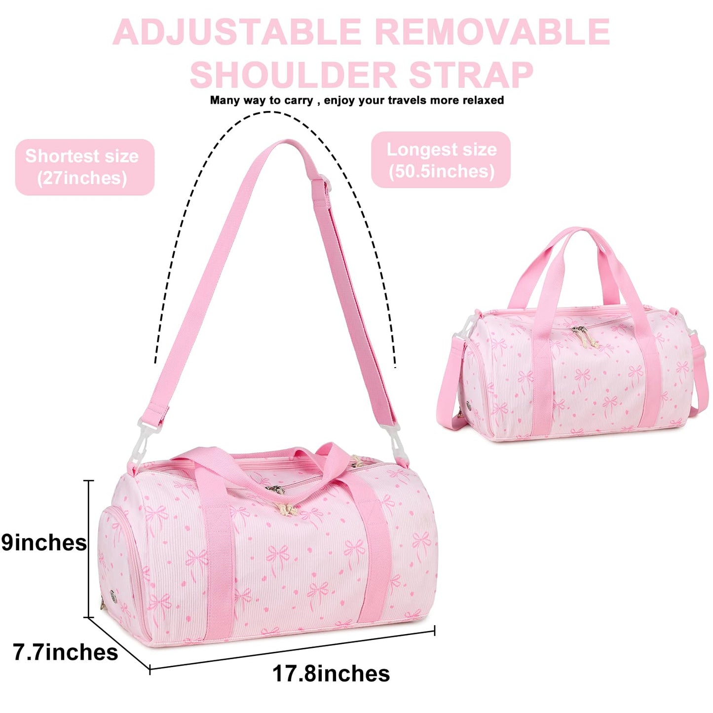 BLUBOON Duffle Bag Girls Kids Cute Gym Bag with Shoes Compartment & Wet Separation Waterproof Sports Overnight Travel Bag