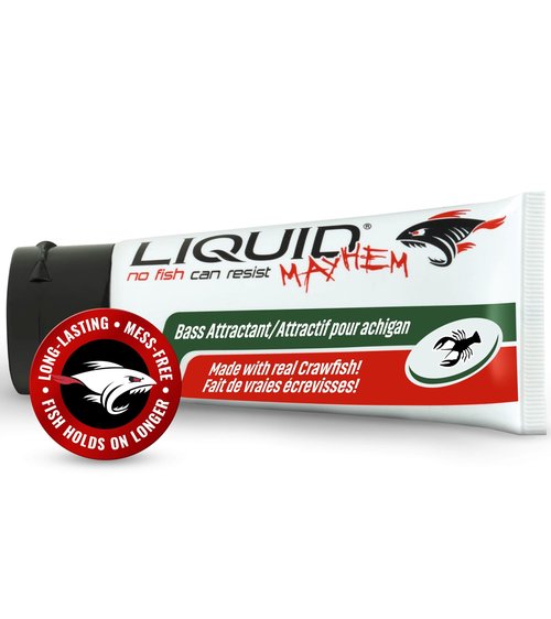 Liquid Mayhem Bass Fish Attractant Gel 60 ml / 2 oz · 60 Uses 1-Pack – Real Bass Bait & Aminos | UV-Enhanced Long-Lasting Gel – All Lure Types