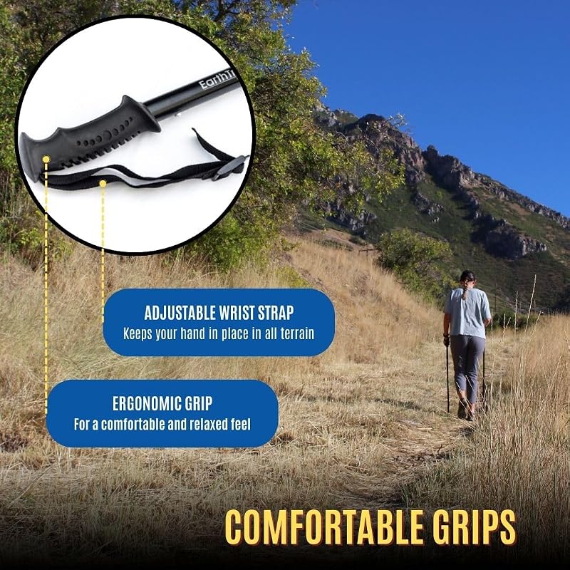 Hiking Poles - Compact Adjustable Trekking Poles, 45-50" Aluminum Lightweight Walking Sticks