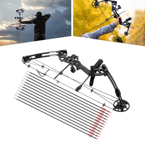 Portable Bow Hunting Kit, 30-55lbs Compound Bow+Arrows Kit Archery Set Adjustable Archery Set Come with All The Accessories (Style 2)
