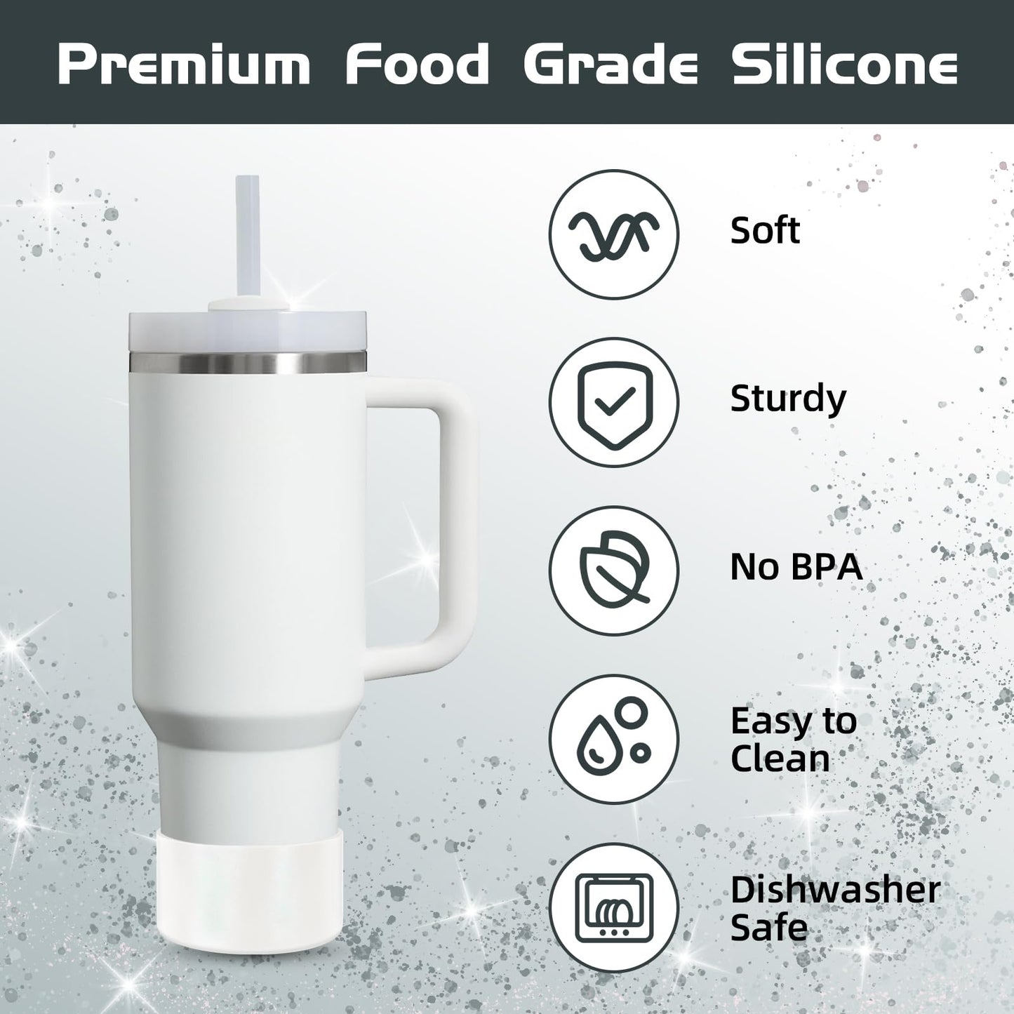 ZXFYE Glossy Gradient Silicone Boot, Compatible with Stanley H2.0 20-40oz & IceFlow 20-30oz, Chameleon Metallic Shimmer Cup Sleeve Protector for Hydroflask and Bottle Bottom with 2.8-3in