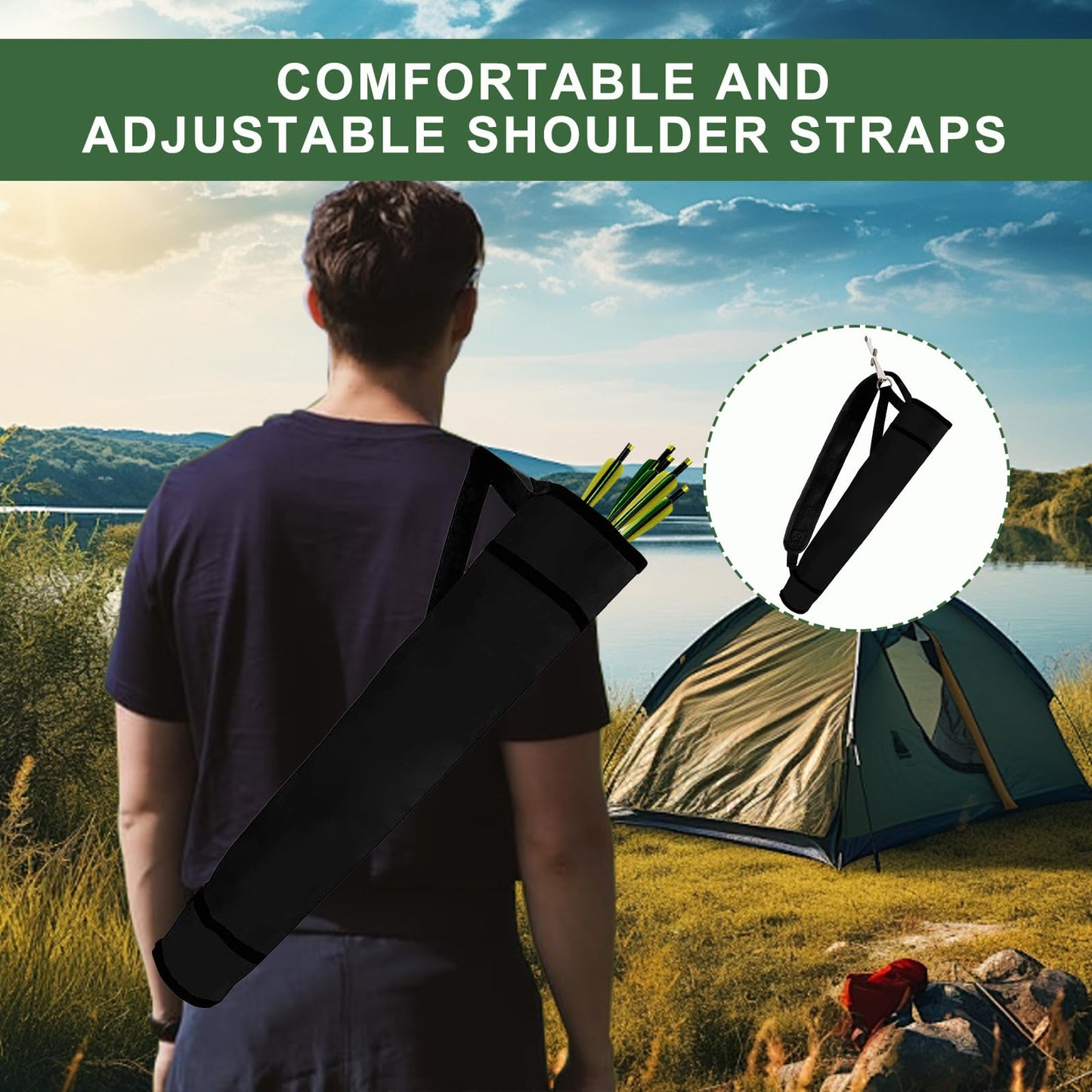 KURUGEILI Archery Quiver Back and Hip Quivers Adjustable Arrow Backpack Bag Holder Side Hip Arrows Bag for Compound Recurve Bow Practice Target Hunting