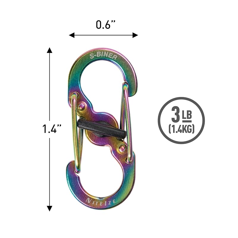S-Biner MicroLock Spectrum 2-Pack Locking Keychain Carabiners (Stainless Steel)
