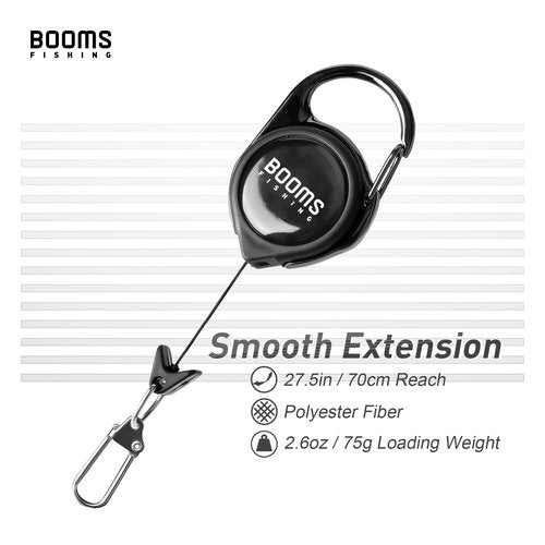 Booms Fishing RG1 Fly Fishing Zinger Retractor - Retractable Tether 3pcs Black
