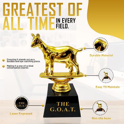 Vaulted Skulls & Co Goat Trophy | Greatest of All Time Trophy (G.O.A.T) | G.O.A.T Trophy | Sports Team Trophies | Funny Office Trophy | Gold/Black | 3"