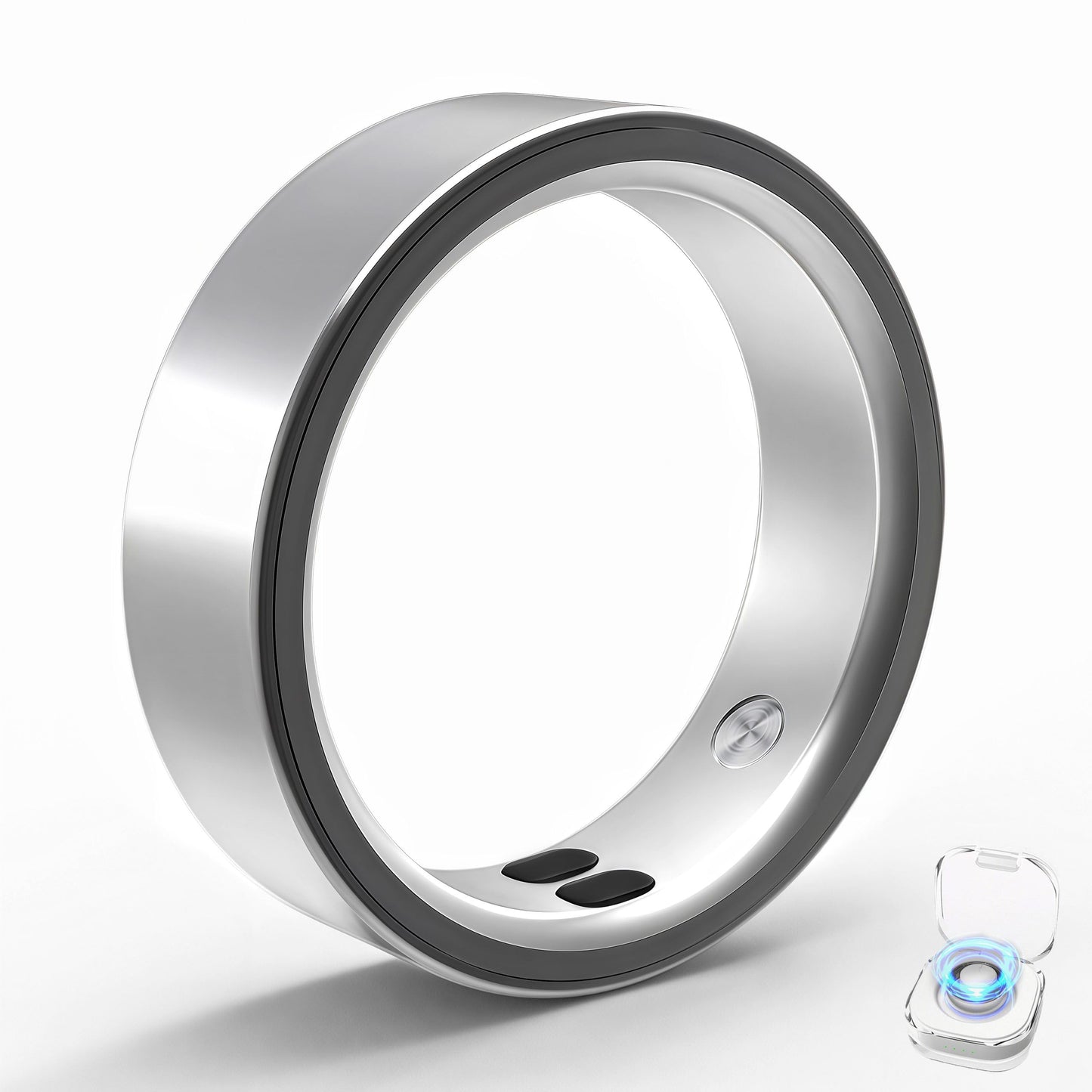Smart Ring for Women Men,Sleep Tracking Wearable,Fitness Tracker Ring with Step/Heart Rate/Blood Oxygen/Distance/Calorie,Clock Vibration,No Subscription Fee,5ATM Waterproof, iOS&Android(Silver 8)