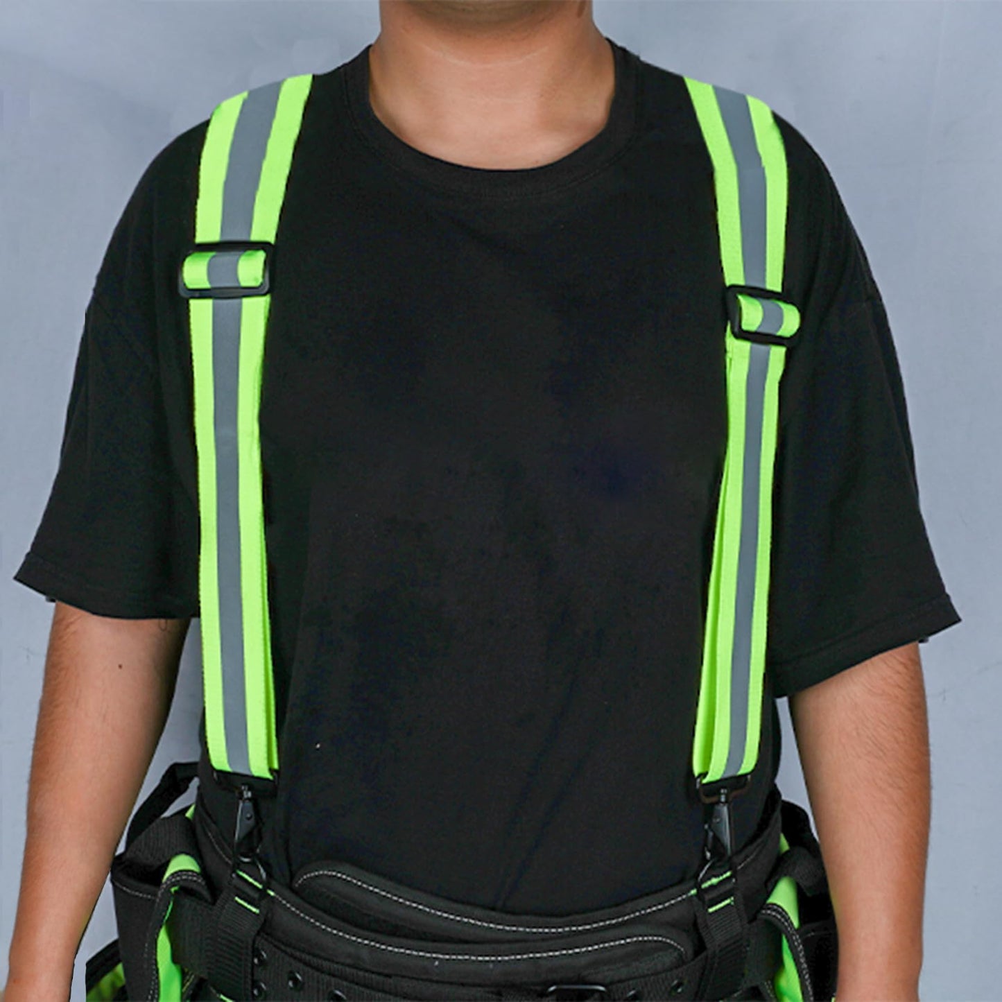 MELOTOUGH Reflective Safety Suspenders|Work Suspenders with Hi Viz Reflective Strip Hold Up Tool Belt Suspenders for Men Heavy Duty 4 Snap Hooks