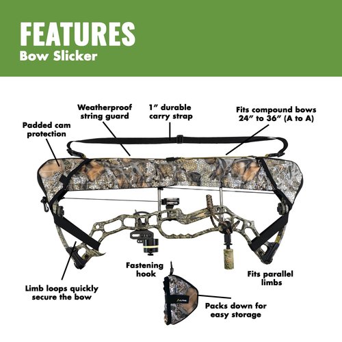 Slicker Weatherproof Bow Sling for Archery, Soft and Compact Bow Case for Hunting Gear Accessories, Cam and String Protector - Alpine Mountain Camo