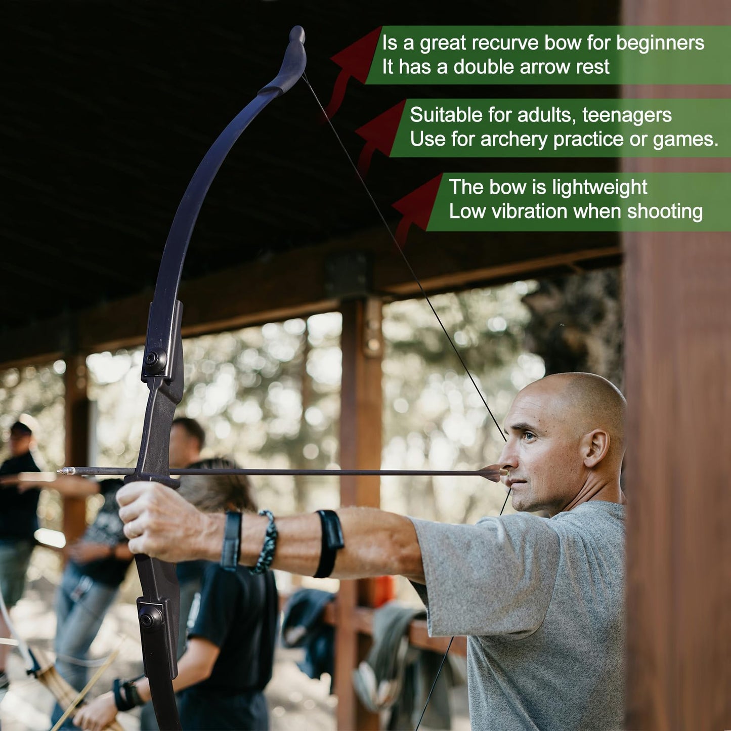 IS-TONGTU Archery Bow Set for Adult, Recurve Bow and Arrow Set for Adult Beginner Youth Teenager, Left and Right Handed Takedown Bow Set 20LB 30LB 40LB, arco y flecha kit with 6 Arrows (Black, 20 LB)