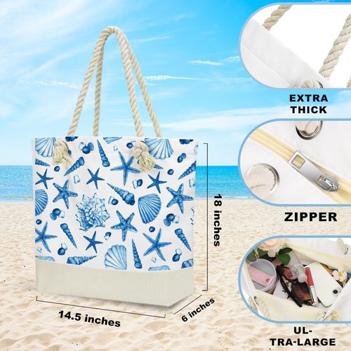 ENGVZ Beach Bags for Women, Beach Towel, Wet Bag Cosmetic Bag, Pool Waterproof Shoulder Tote Bags, Pocket Zipper Summer Travel Essentials, Gifts for Women Birthday Friendship Gifts （3-Piece Set）