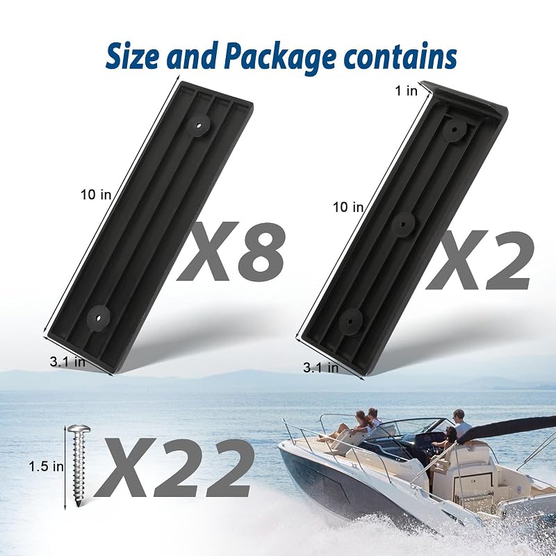 Heavy Duty Boat Trailer Bunk Slides 3" x 10" with 8 Pads + 2 Enders (Variation 8 Pads + 2 Bunk Enders)