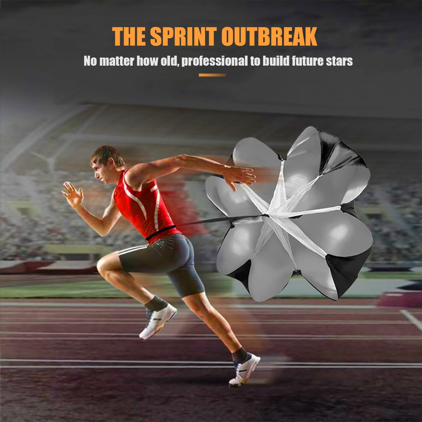 Running Parachute for Speed Training, Adjustable Speed Chute for Track and Field Football Basketball Soccer Training, 56-Inch Parachute with 12-33LBS Resistance, Quick-Release Belt for Adults & Kids