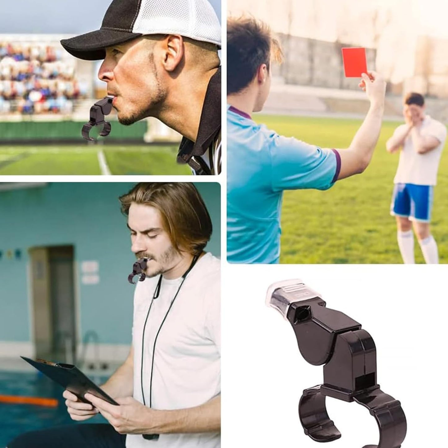 2 Pcs Finger Grip Whistle Hockey Referees Whistle Reusable Hand Whistle Referee Whistle for Training and Outdoor Camping, Black