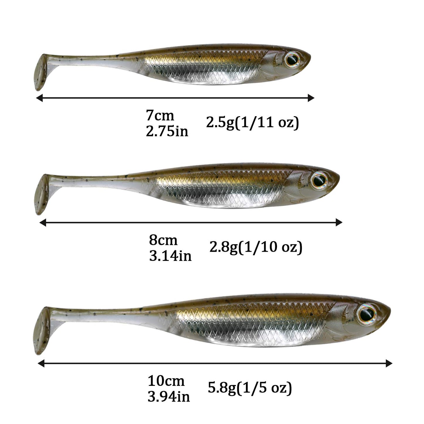 QualyQualy Soft Plastic Swimbait Paddle Tail Soft Lures 2.75" Shad Lure Shad Bait Bass Bait Shad Minnow Soft Swim Bait for Bass Trout Walleye Crappie Pike (5#, 2.75in - 6Pcs)