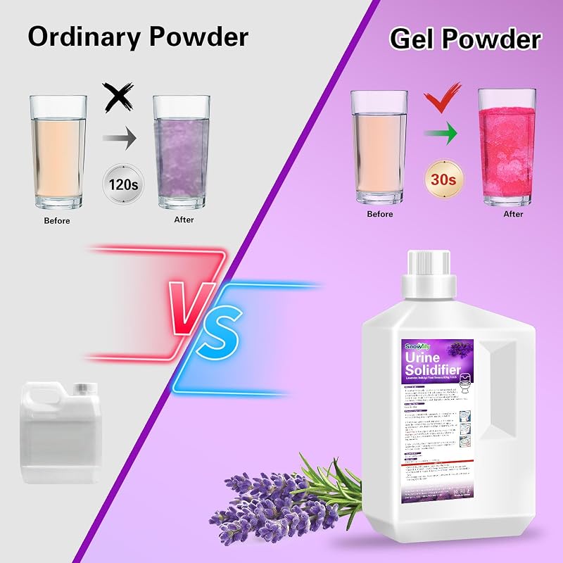 Snowlily Pee Powder 1.8lb - Liquid Gel Urine Solidifier & Portable Camping Toilet Deodorizer