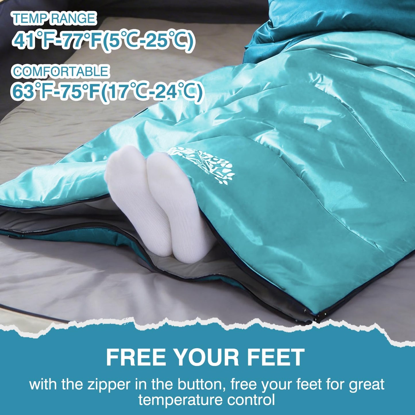 Flantree Sleeping Bags for Adults & Kids for Camping Hiking Trips Warm Cool Weather, Lightweight and Waterproof with Compression Bag, 3-4 Season Indoors Outdoors Activities