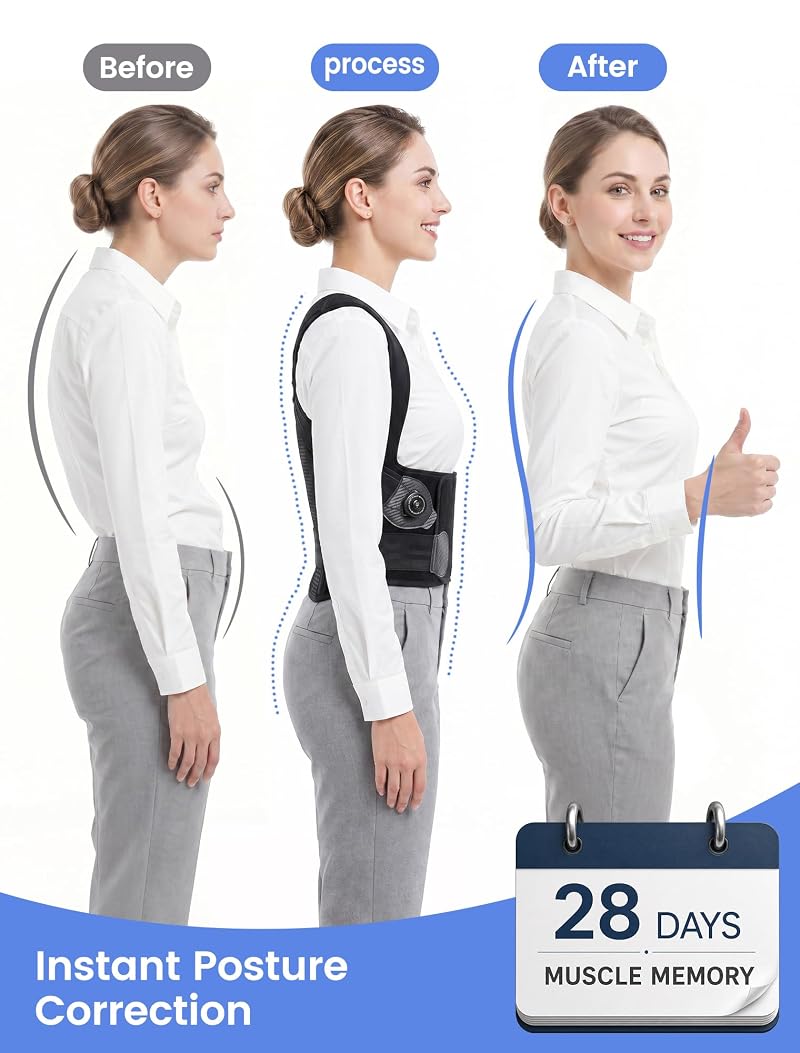 Dial-Adjustable Posture Corrector for Women & Men - Back Support Brace (Medium)