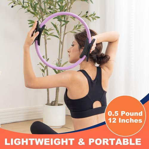 Tsikavo Pilates Ring Circle and Pilates Ball Set, 12 Inch&14Inch Magic Circle Pilates Ring,9 Inch Small Exercise Ball,Resistance Bands Set, Home Pilates Equipment for Women