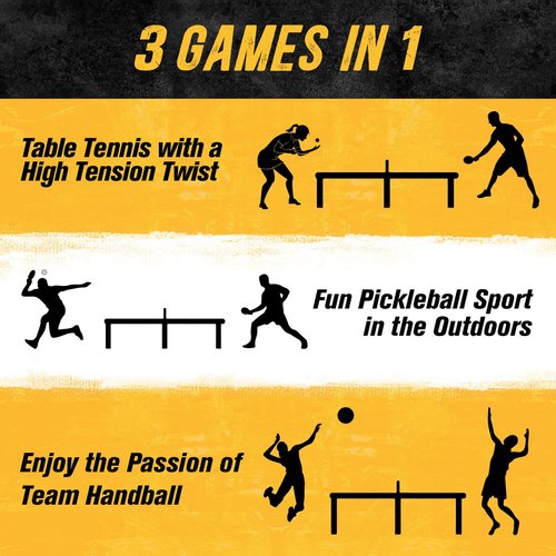 PodiuMax Outdoor Family Game Table Tennis Table, Portable Ping Pong/Pickleball/Volleyball Sport Net, Outdoor Game Set for Adults and Family, Ping Pong Tables for Backyard & Beach & Park