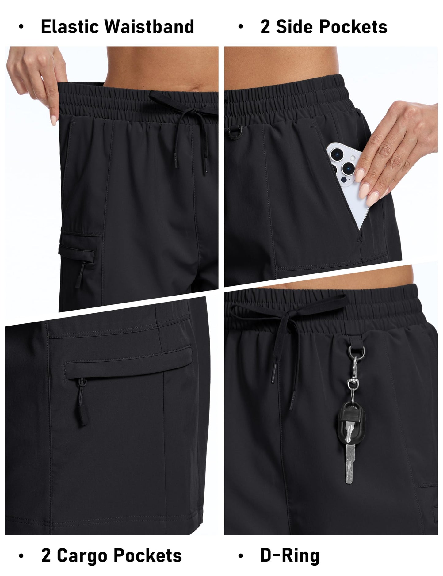 MAGCOMSEN Women's Hiking Cargo Shorts With 4 Pockets Quick Dry Golf Casual