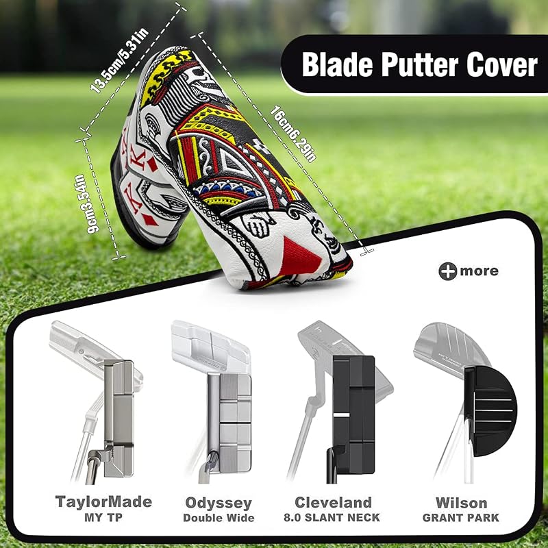 Blade Putter Head Cover with Magnetic Closure - Golf Mallet Driver/Blade Pvc Leather, 3-Layer Protection, For Most Brands - Variation: Blade Putter
