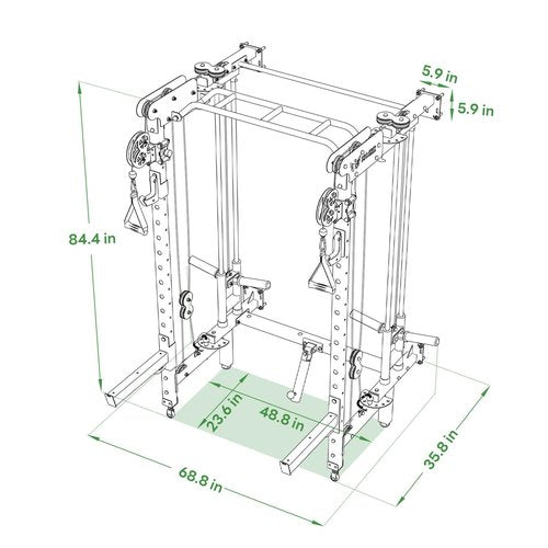 MAJOR FITNESS F35 Folding Power Rack 4-in-1 Home Gym with Cable Pulley System, Multi-Grip Pull-Up Bar, Landmine, 80+ Exercises Space-Saving Gym Equipment Easy Folding for Small Spaces