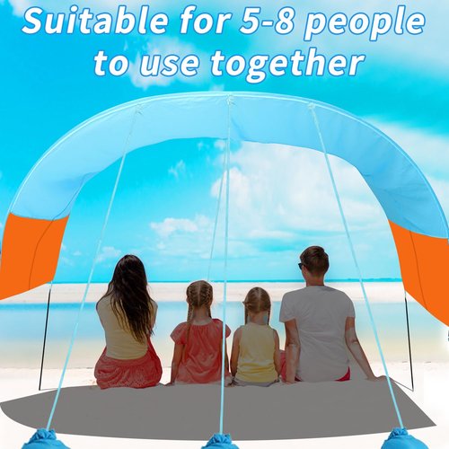 Keureedg Beach Canopy Sun Shade, Beach Shade Canopy Wind Sail Camping Sun Shelter Outdoor Beach Tent Sun Shelter Easy Set Up Beach Canopy for Camping, Backyard, Fishing and Picnics (Patent Pending)