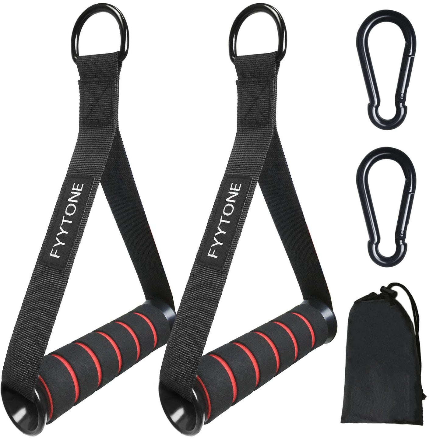 FYYTONE Exercise Handles for Cable Machine, Replacement Handle for Gym Equipment Attachments, Heavy Duty Resistance Bands with 2 Carabiners for Pull Down Workout, Strength Trainer