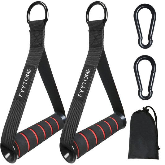 FYYTONE Exercise Handles for Cable Machine, Replacement Handle for Gym Equipment Attachments, Heavy Duty Resistance Bands with 2 Carabiners for Pull Down Workout, Strength Trainer