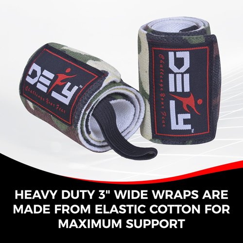 DEFY 18” Weightlifting Wrist Wraps – Professional Fitness Wrist Wraps for Men & Women with Thumb Loop - Wrist Support for Weightlifting, Strength Training, Powerlifting & Bodybuilding (Green Camo)