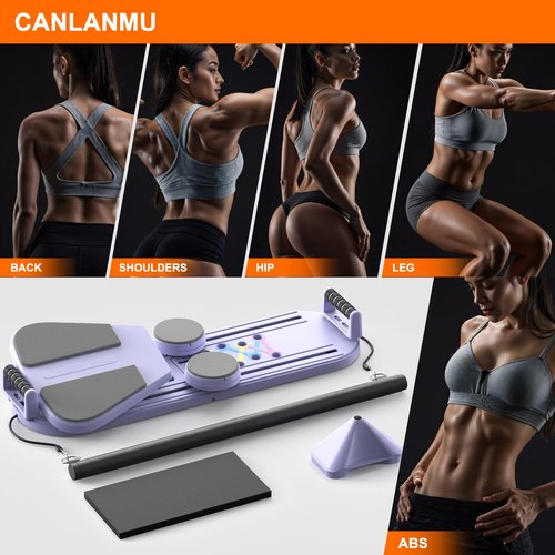 Pilates Board,Pilates Reformer Sets, Multifunctional Abdominal Pilates Board for Home Workout Equipment, Portable Foldable Ab Board Trainer Pilates Exercise Machine, Pilates Reformer Board for Women