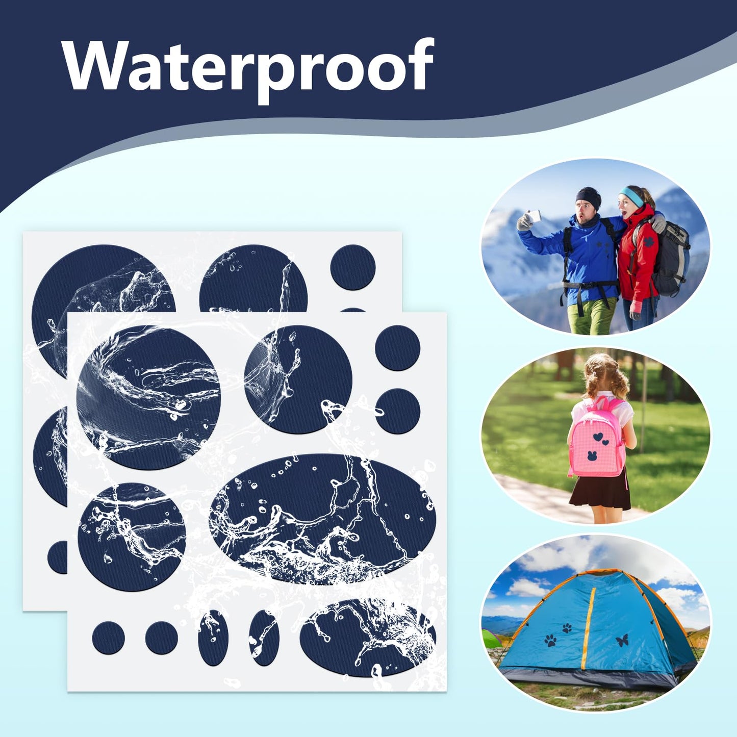 Down Jacket Patches Nylon Repair Tape Self-Adhesive Repair Patch| Pre-Cut, Waterproof Tear-Resistant Nylon Fabric Patches Down Jacket Repair Patches to Fix Holes in Clothing, Sleeping Bags (Darkblue)