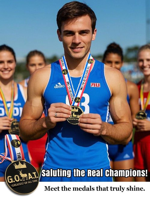 BSTWARM Goat Medal - 3' Heavy Duty Goat Necklace, Double-Sided 3D Engraved Championship Trophy for Sports Awards, MVP Gifts & Collections
