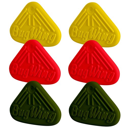 BUG WING Panfish Lures 6PK | Prevents Swallowing The Hook | Easy Unhooking | Attracts Crappie, Sunfish, Bluegill, & Other Small Mouth Fish (Green Pumpkin, Red, Yellow)