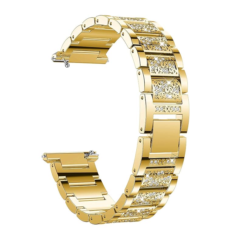 Diamond Rhinestone Fitbit Versa Band - Gold Stainless Steel Replacement Strap (Variation: Gold+for Versa Versa2)