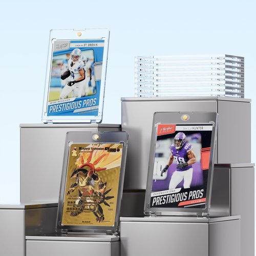 CXWGZLM Magnetic Card Holder 35pt One Touch for Trading Cards Holder Card Protectors Hard Plastic Magnetic Card Case for Sports Card Baseball Card and Game Card Holder Display Case (50 Pack)