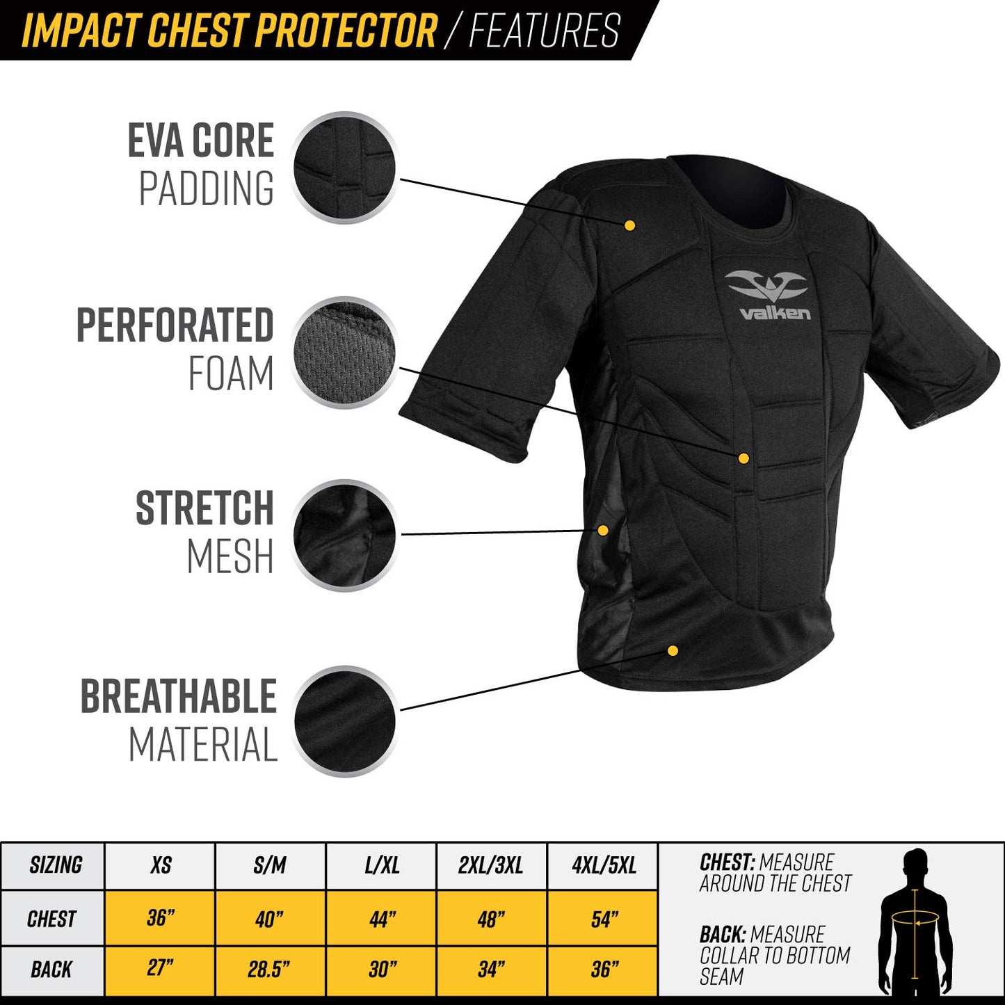 Valken Paintball Impact Padded Shirt/Chest Protector - S/M