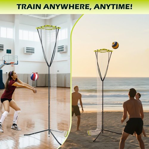 Volleyball Training Equipment, Volleyball Setter Training Net with Adjustable Height (7.5-10.5 FT) & Angle, Serve Trainer Equipment with Carry Bag for Serving, Spiking & Setting Drills