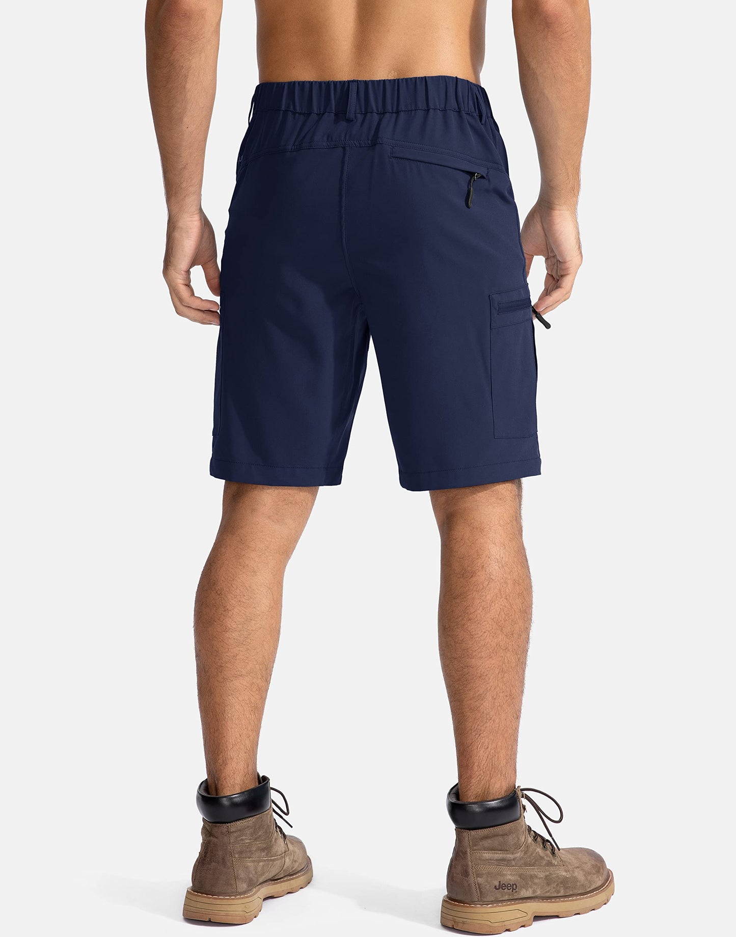 Pudolla Men's Hiking Cargo Shorts 9" Lightweight Outdoor Work Shorts for Men Travel Golf Camping Casual with 5 Zipper Pockets(Navy XX-Large)