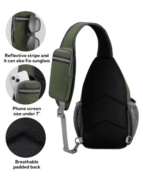 WATERFLY Crossbody Sling Backpack Sling Bag Travel Chest Bag Hiking Daypack