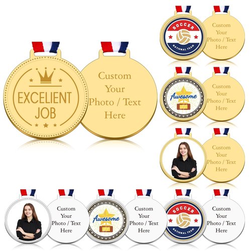 Custom Medals for Awards-Personalized Your Own Award Medals Bulk, 1st Place Gold Sliver Medal for Family Outdoor Events School Sports Celebration Souvenir,Competition Trophy Medal for Kids Adults