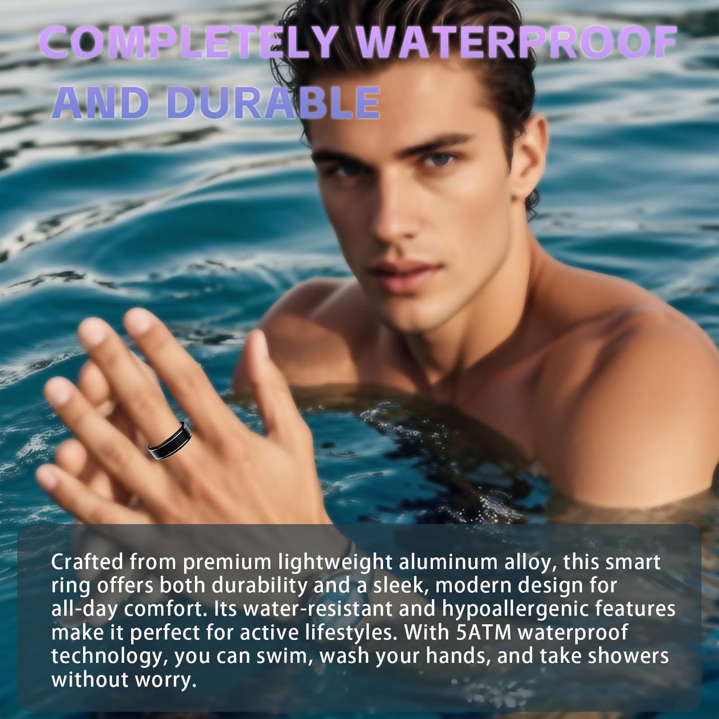 Anarow Smart Ring for Men Women – Fitness Tracker Ring with Heart Rate, SpO2, Blood Pressure, Sleep Monitoring, Step & Calorie Counter, No Subscription Fee, iOS & Android Compatible (Black, 12)